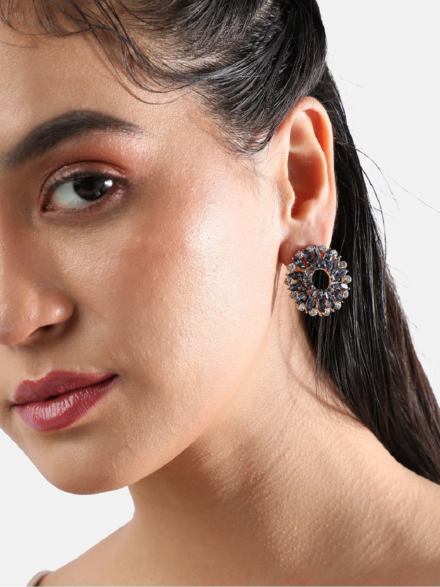 Sohi Women's Opal Opulence Stud Earrings  Topaz Blue