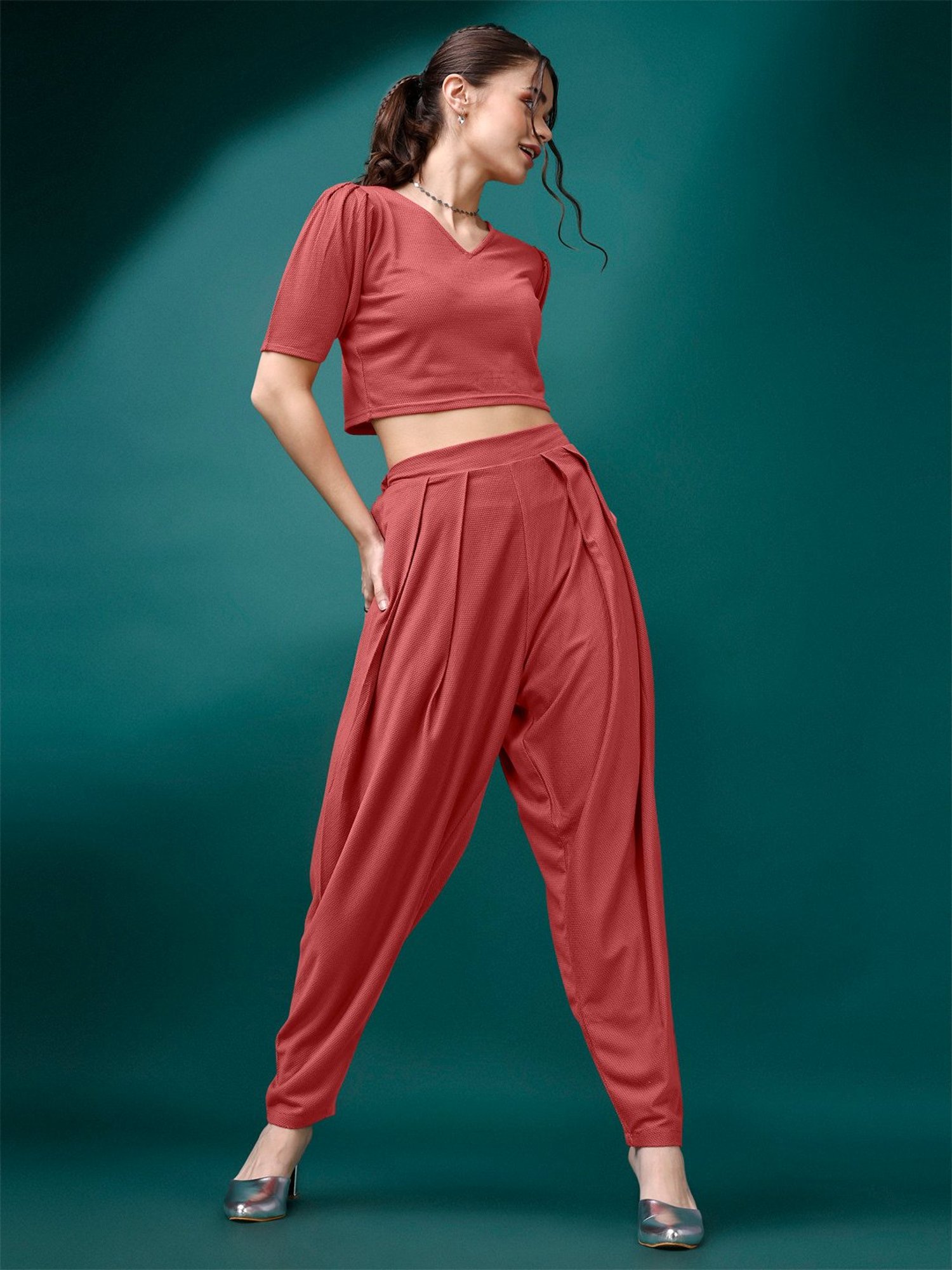 PURVAJA Rust Maxi Co-Ord Set