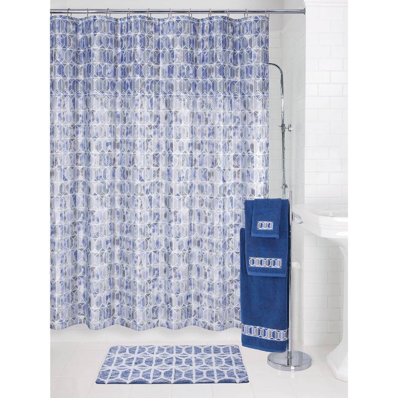 Hexagon Border Shower Curtain Blue - Allure Home Creation