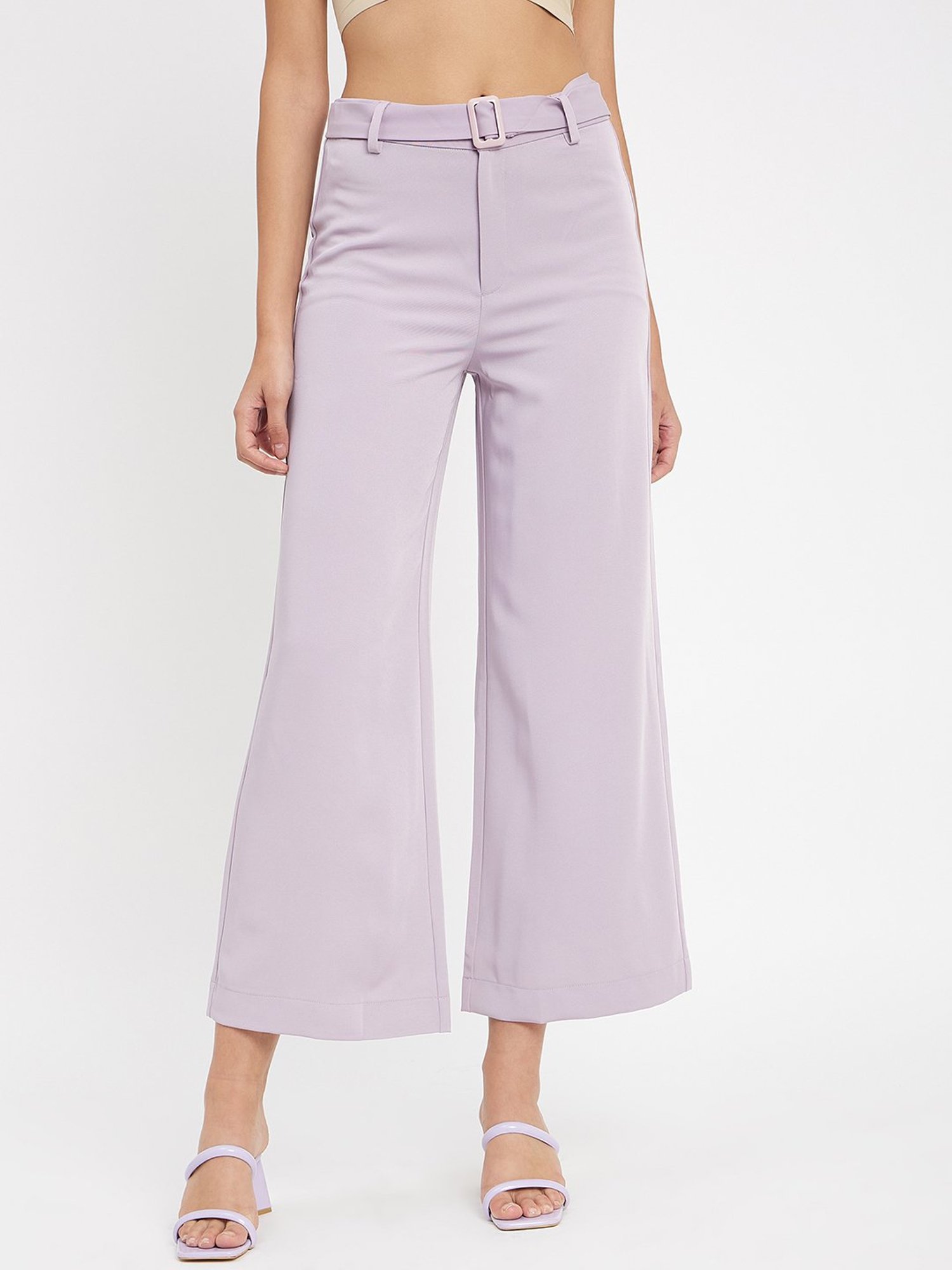 Camla Lilac Regular Fit Mid rise Trousers