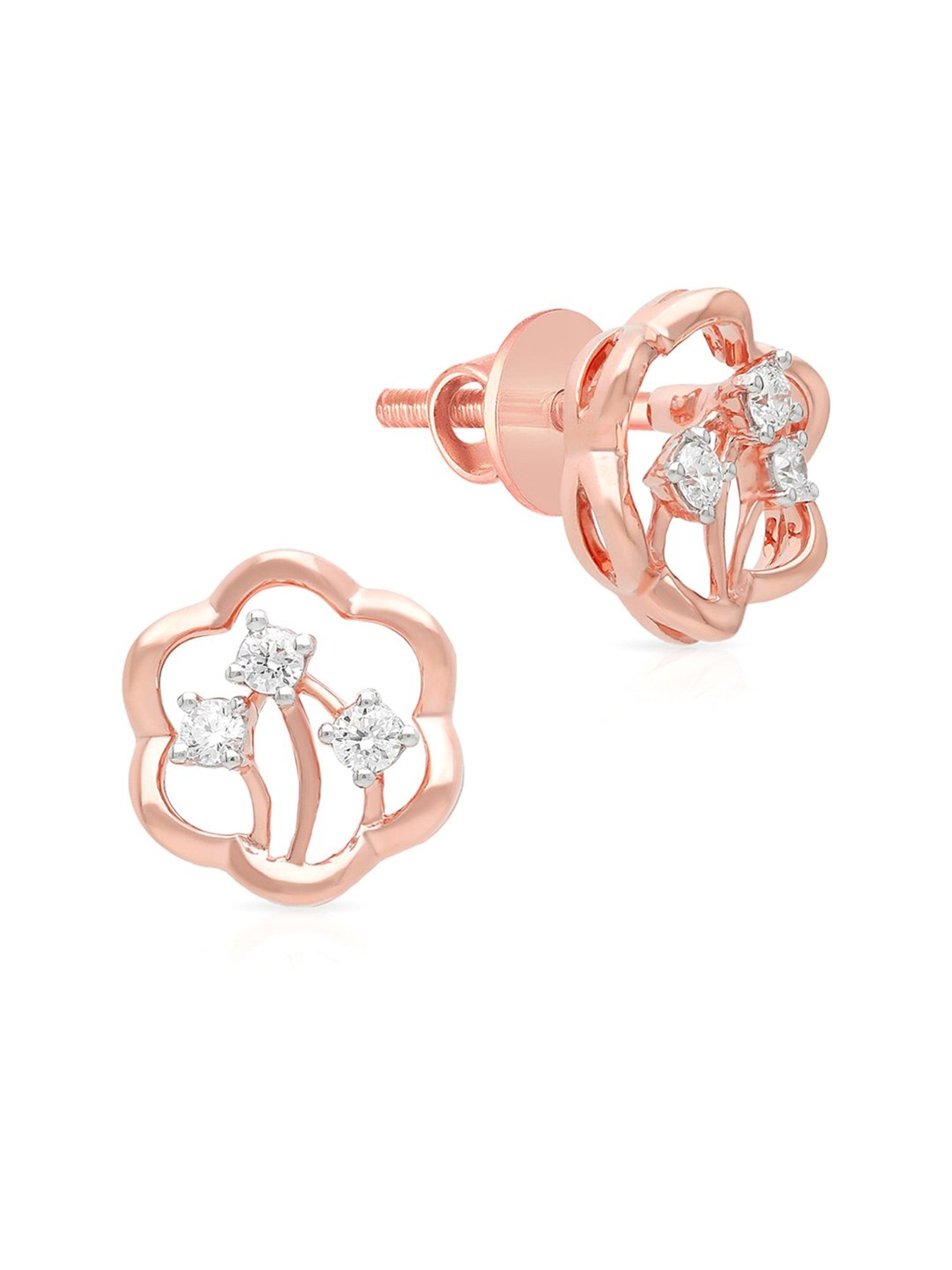 Malabar Gold and Diamonds 18k Rose Gold Stud Earrings