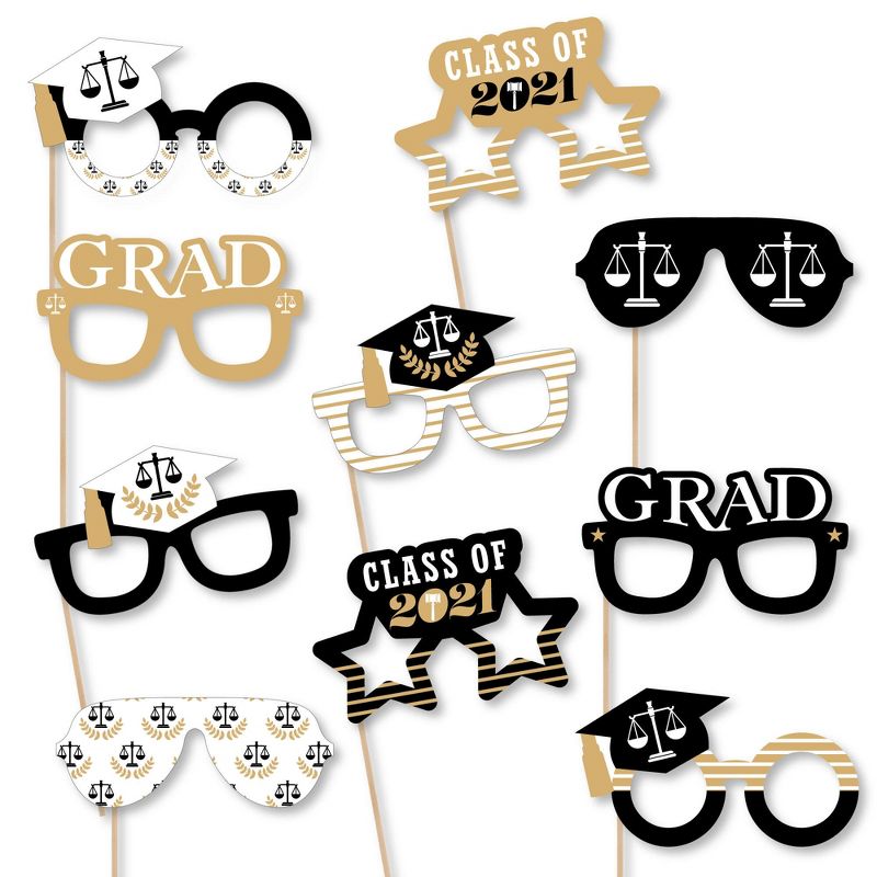 Big Dot of Happiness Law School Grad Glasses - Paper Card Stock Future Lawyer Graduation Party Photo Booth Props Kit - 10 Count