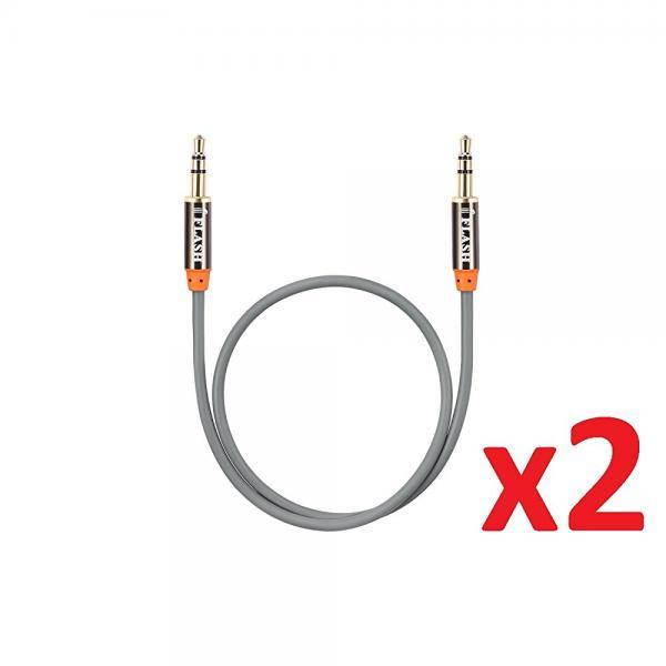 [2 Pack] iFlash 3.5mm Auxiliary Audio Cable (1ft / 0.3m) AUX Cable -- Gold Plated, Male to Male -- for iPods, iPhones, iPads, Android Smartphone, Tablet, MP3 Player, Home / Car Stereos & More (Gray)