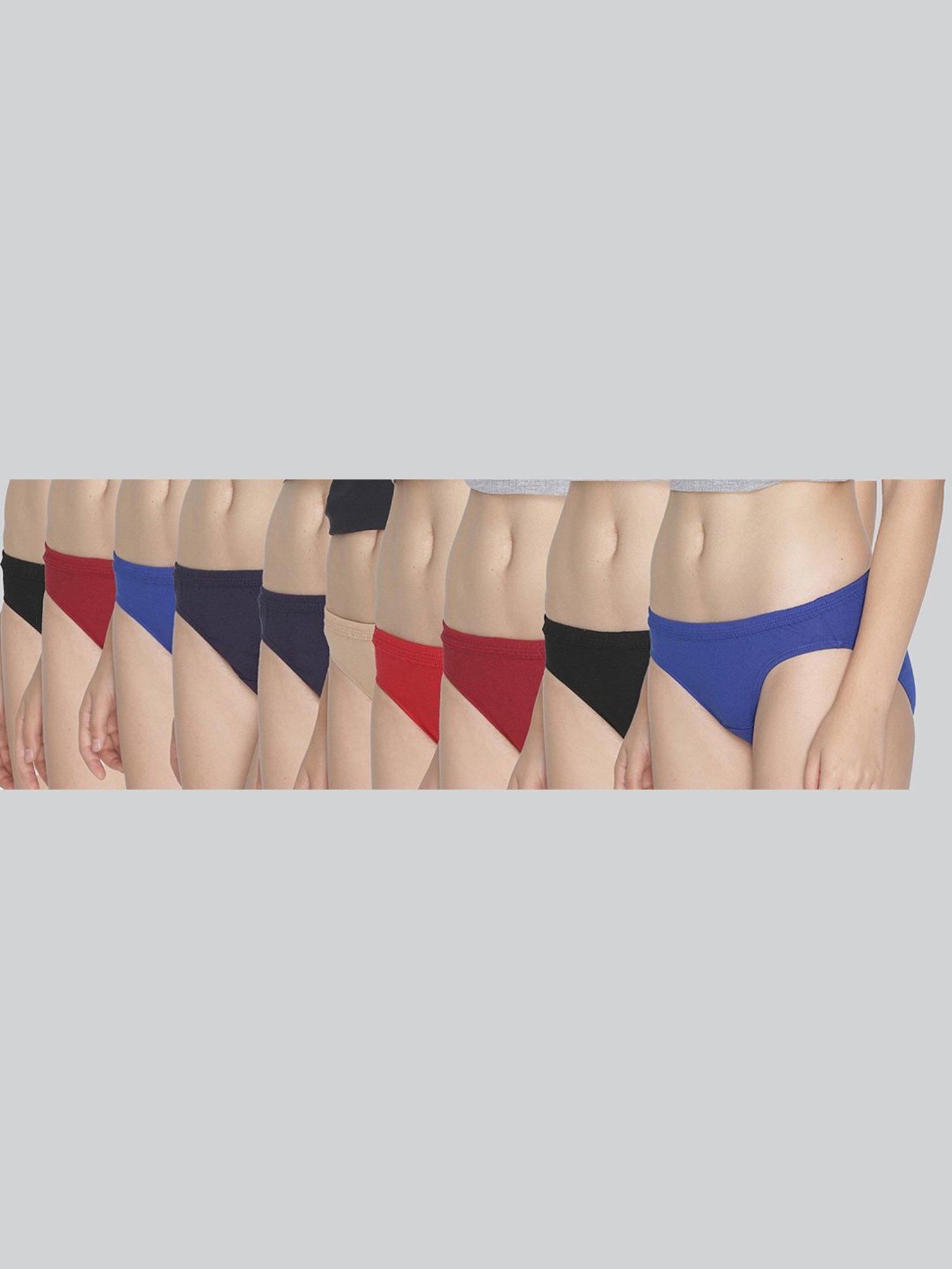Lyra Assorted Color Cotton Bikini Panties - Pack Of 10