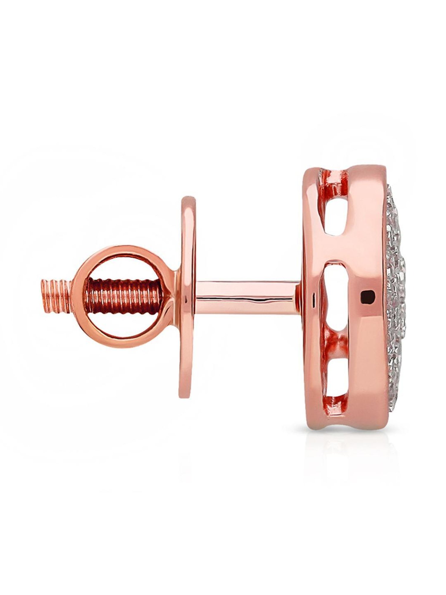 Malabar Gold and Diamonds 18k IGI Certified Diamond Rose Gold Stud Earrings for Women