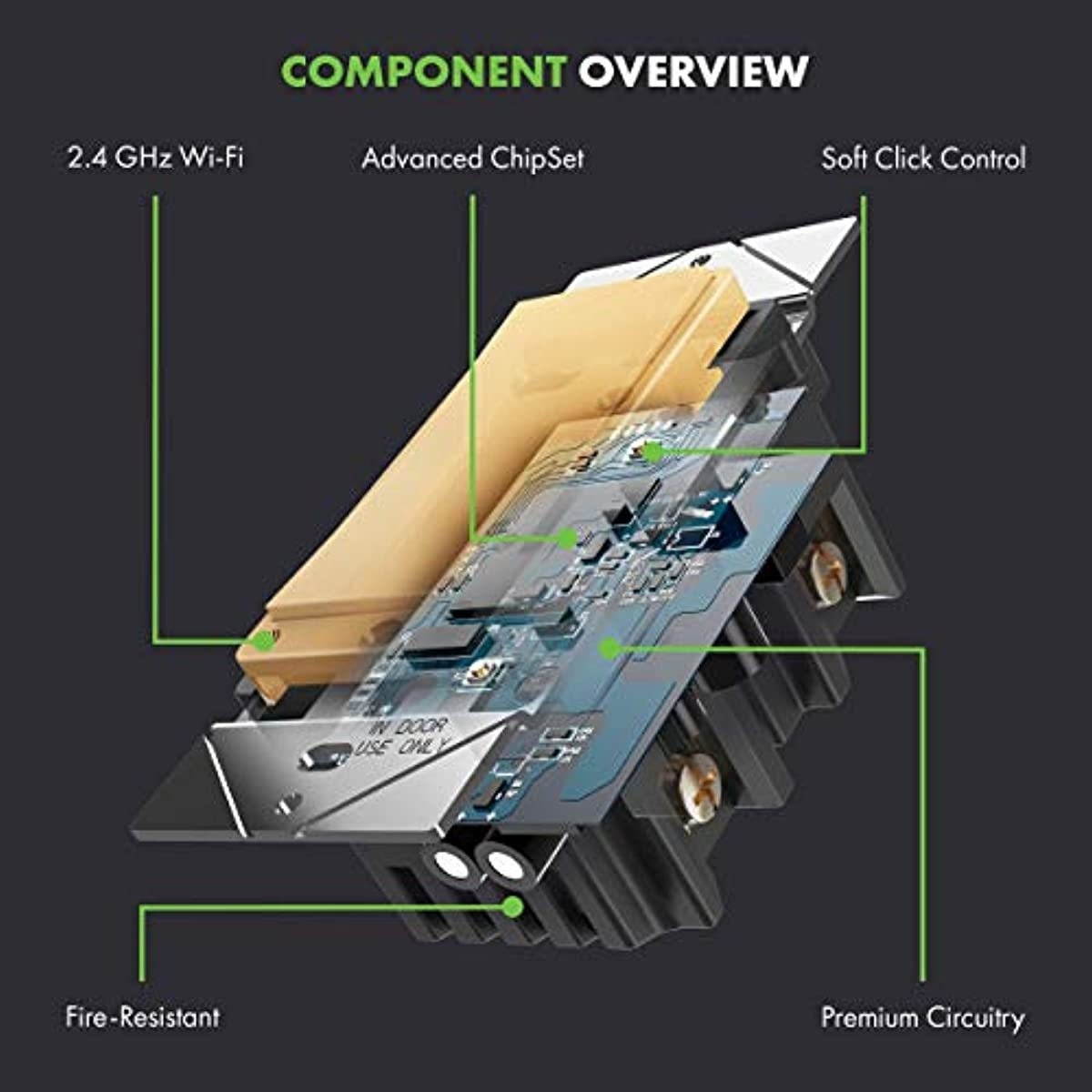TOPGREENER Smart Wi-Fi Switch, Control Lighting from Anywhere, in-Wall, Single Pole or 3-Way, No Hub Required, Compatible with Alexa and Google Assistant, TGWF15S, Gold