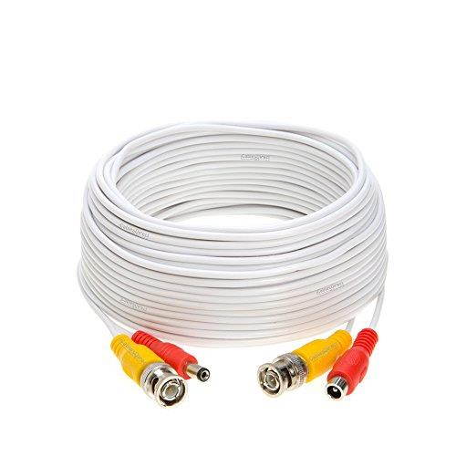 75FT White Premade BNC Video Power Cable / Wire For Security Camera, CCTV, DVR, Surveillance System, Plug & Play (White, 75)