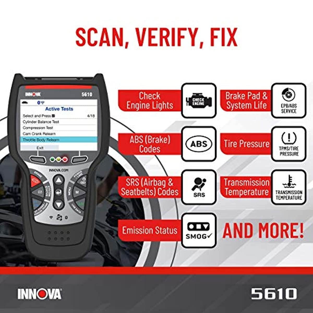INNOVA CarScan Pro 5610 OBD2 Car Code Scanner - BiDirectional Scan Tool & Professional OBD2 Code Reader - Car Diagnostic Tool with Free RepairSolutions2 App - All Systems Scanner