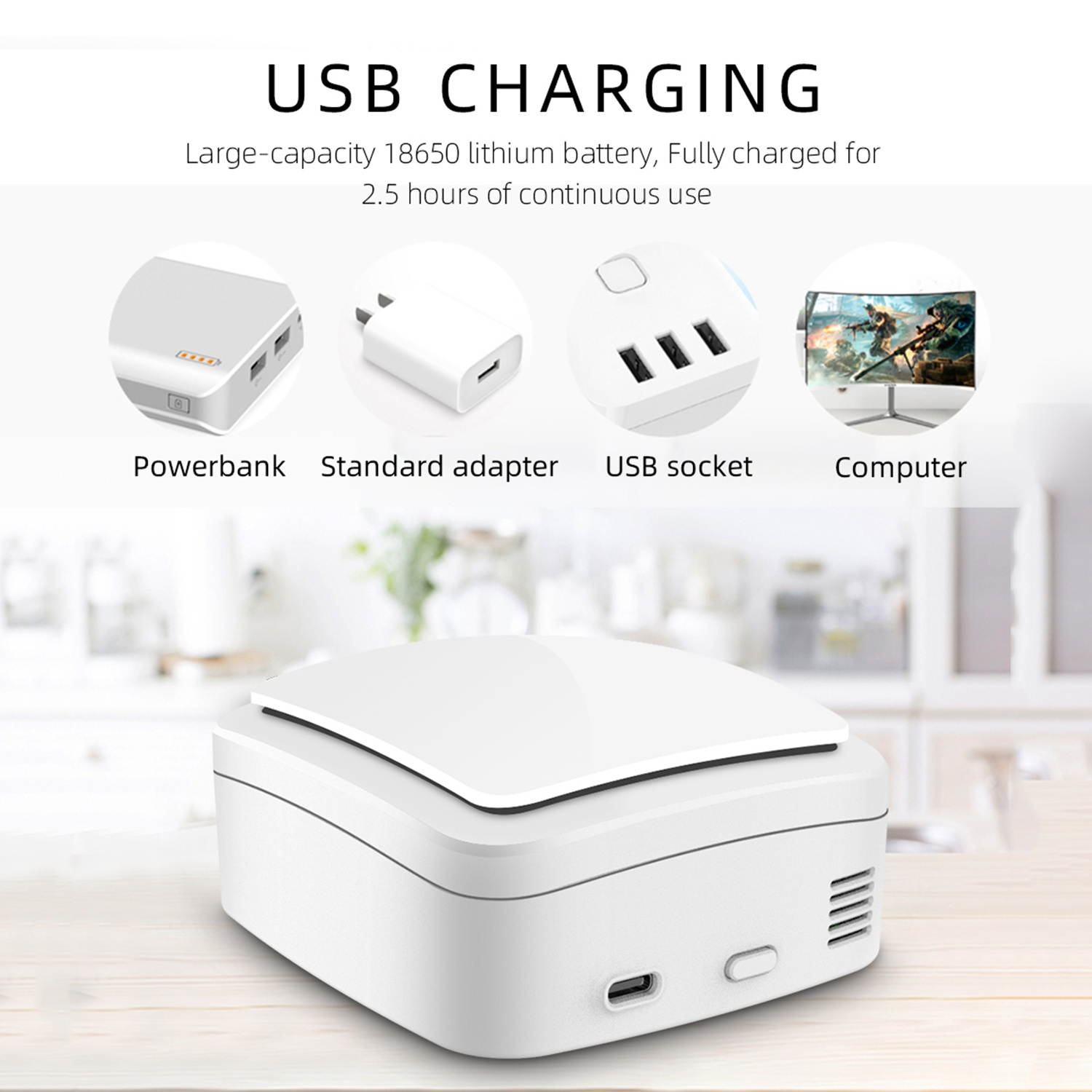 Portable O-zone Generator Ozo-nator Household Mini Air Purifier Machine for Home Office Car Shoe Cabinet Wardrobe Bathroom Kitchen Deodorization Formaldehyde Removal Eliminating Odors