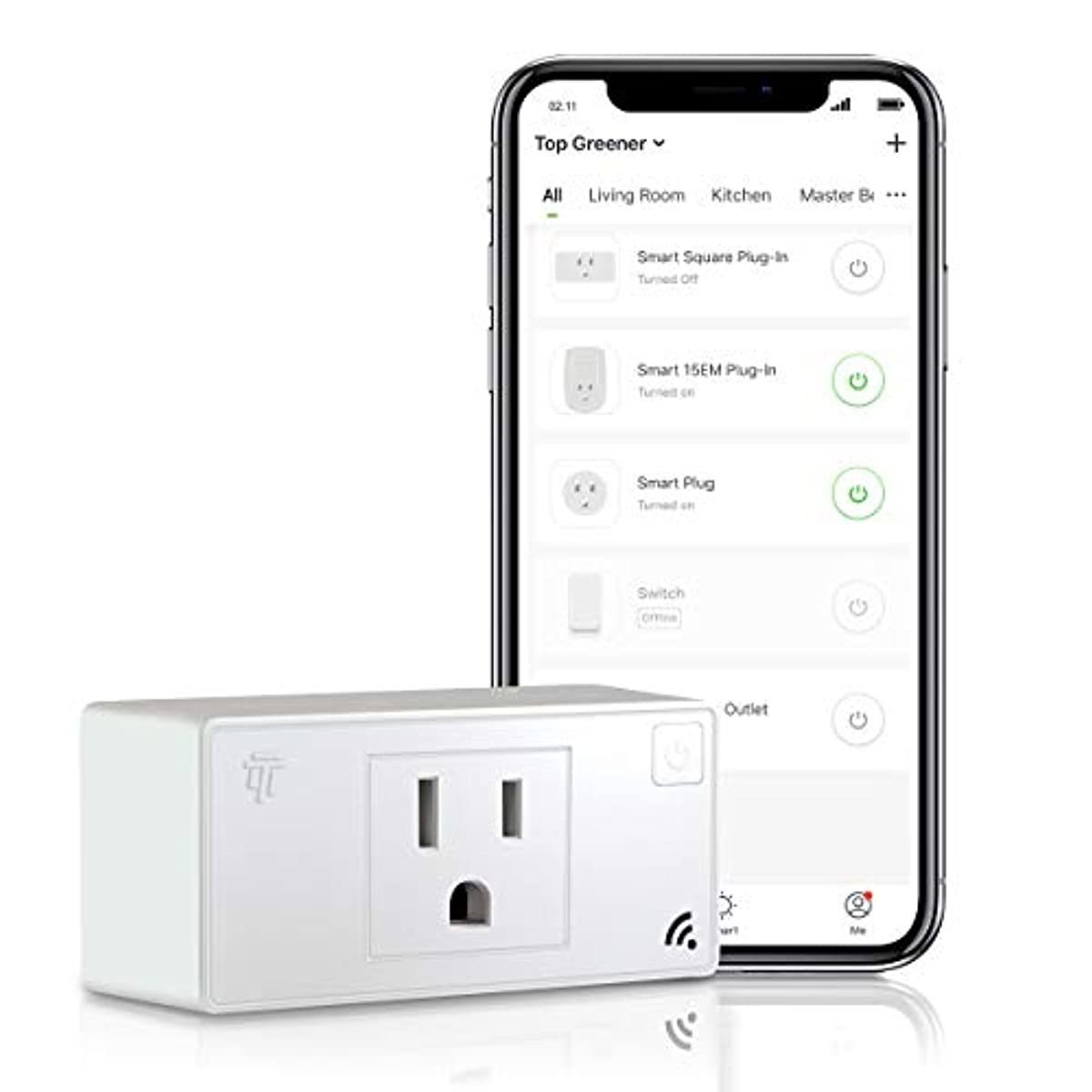 TOPGREENER Wi-Fi Plug with Energy Monitoring, Mini Smart Outlet, Control Lights and Appliances from Anywhere, No Hub Required, White, Compatible with Alexa and Google Assistant, TGWF115PQM