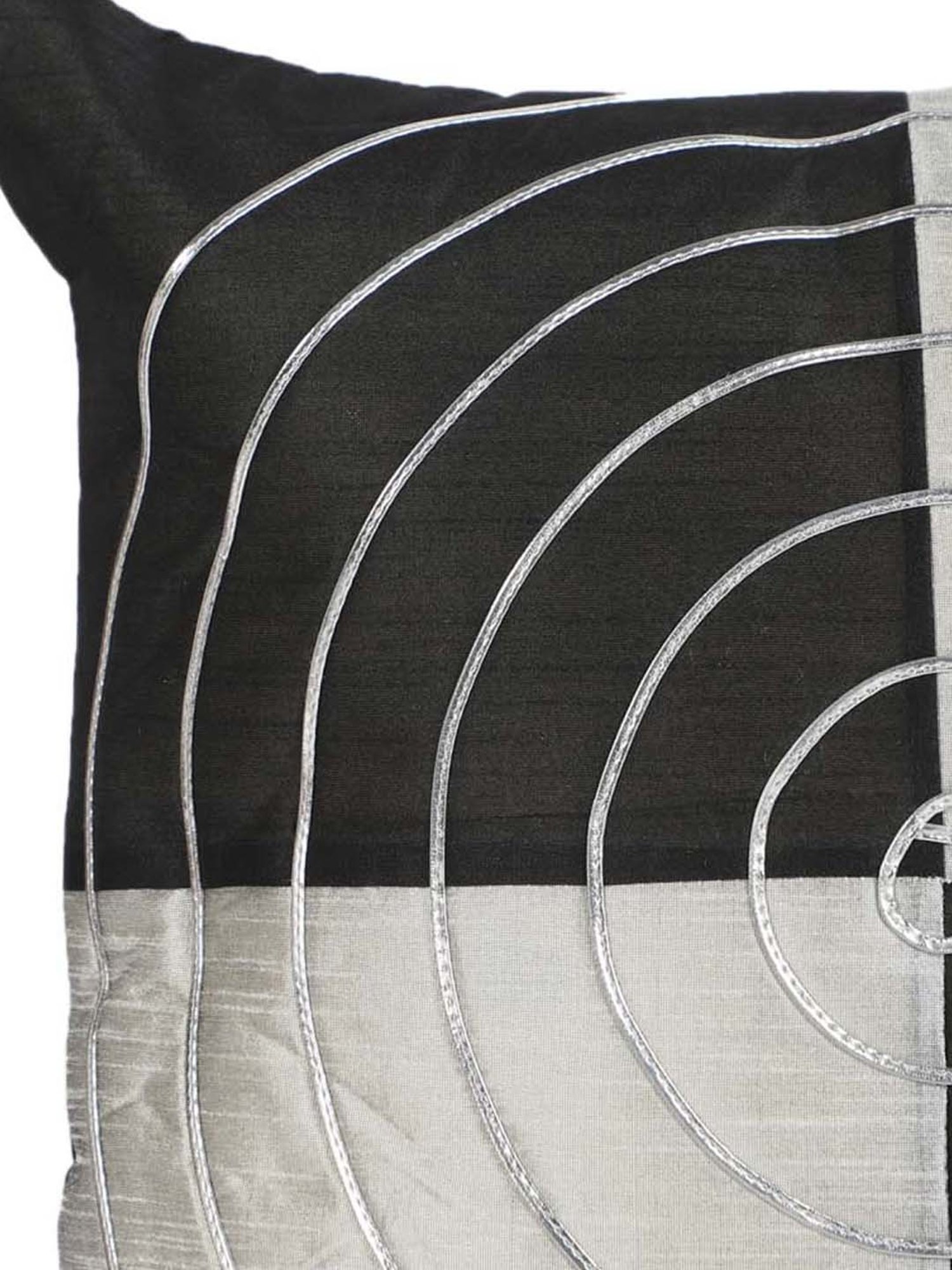 MFD HOME Furnishing Black & Silver Polyester Cushion Cover - Set of 2