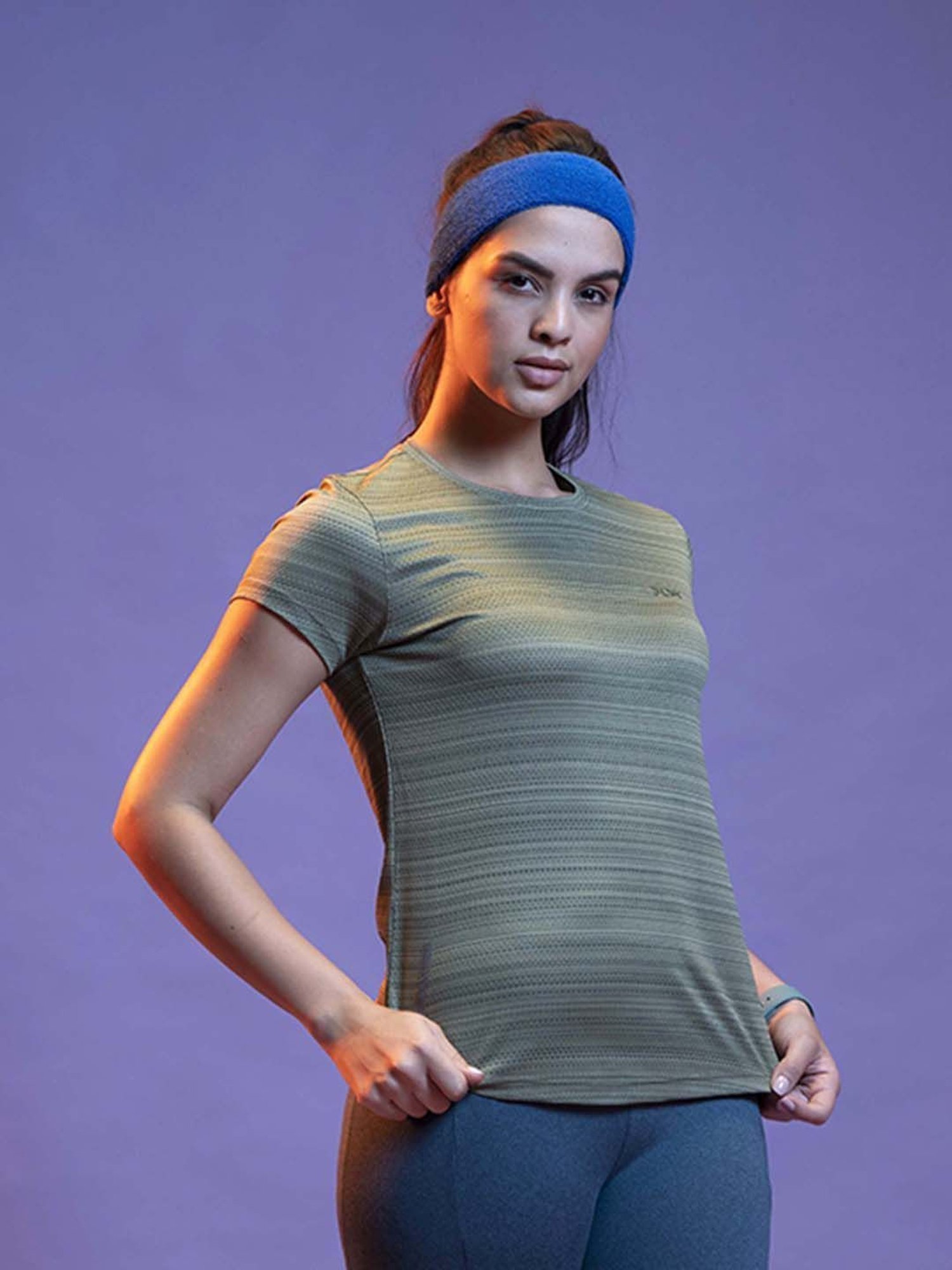 Lyra Green Self Pattern Sports T-Shirt