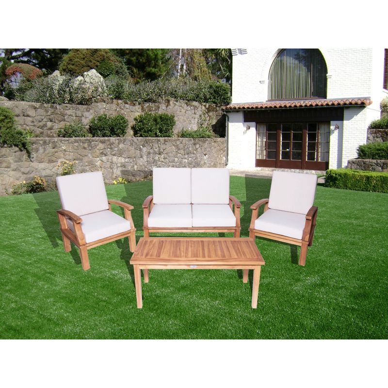 Venice 4pc Deep Seating Teak Conversation Set - LuXeo