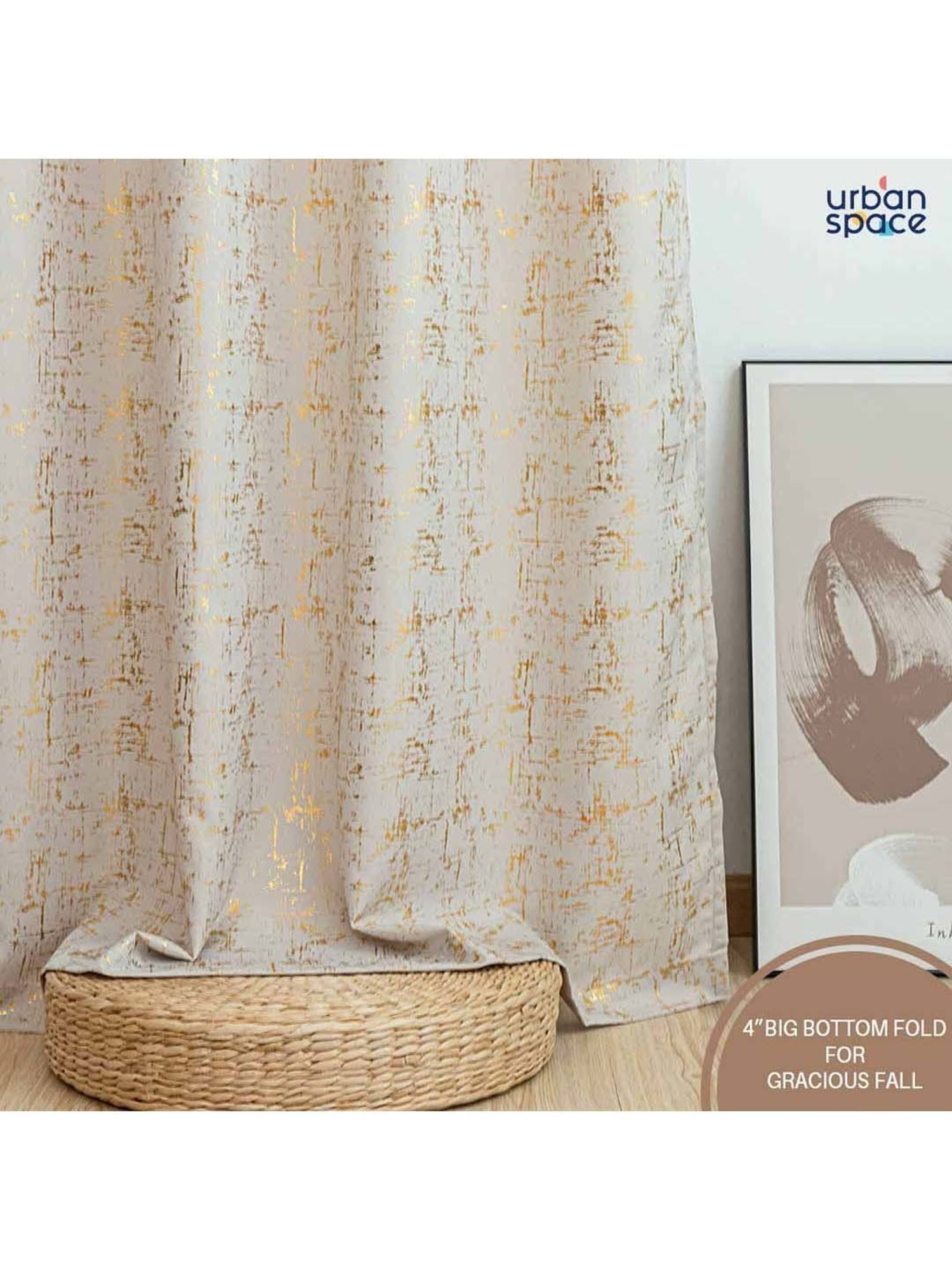 Urban Space Beige Polyester Window Curtain With Tieback & Eyelet
