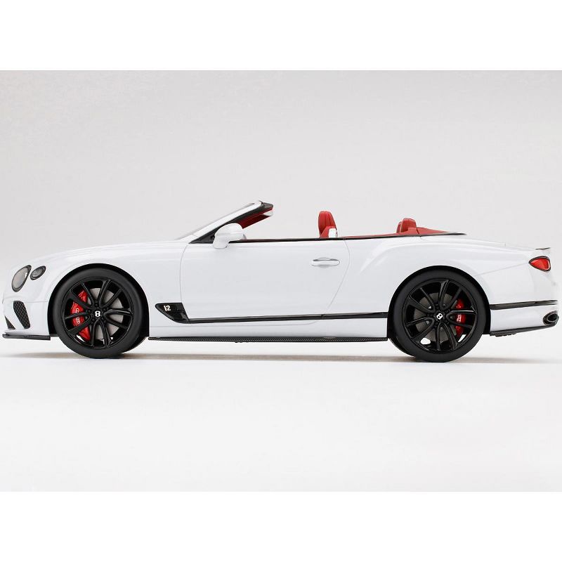 Bentley Continental GT Convertible Ice White with Red Interior 1/18 Model Car by Top Speed