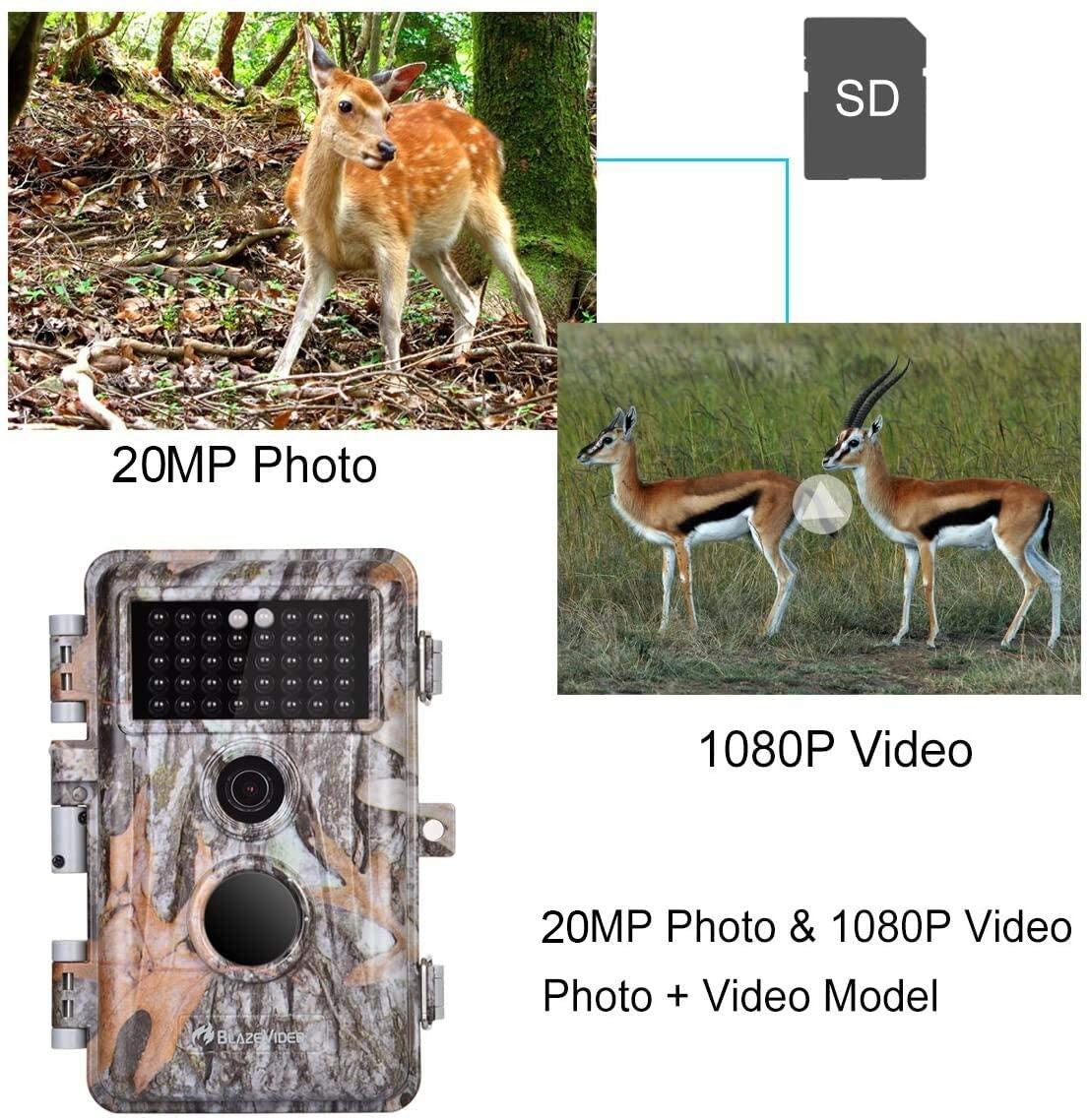 5-Pack Game & Deer Trail Cameras 20MP 1080P HD H.264 Video for Hunting Wildlife and Home Security No Glow Night Vision Time Lapse Motion Activated Waterproof & Password Protected, Photo & Video Model