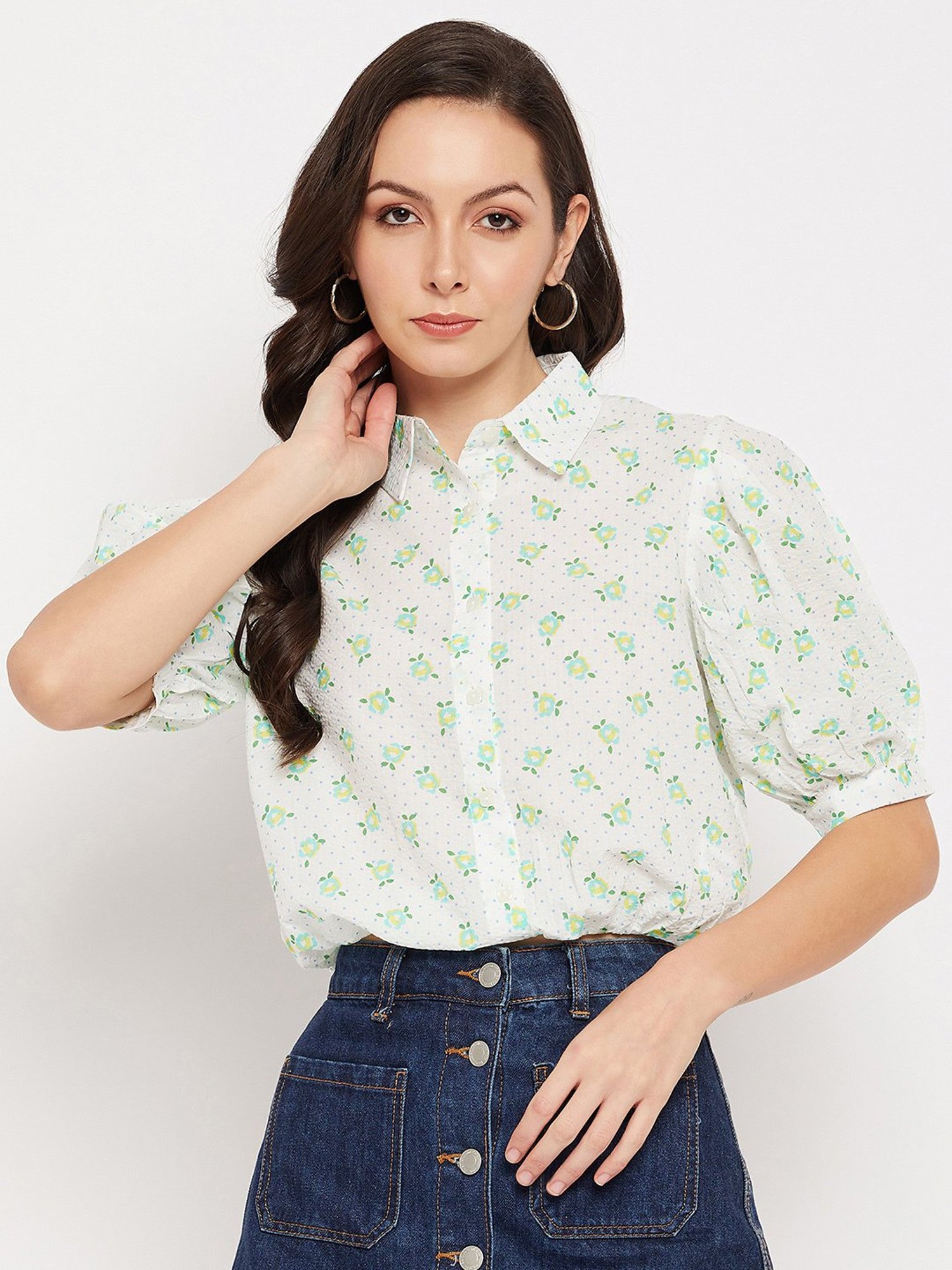 Camla White Floral Print Shirt