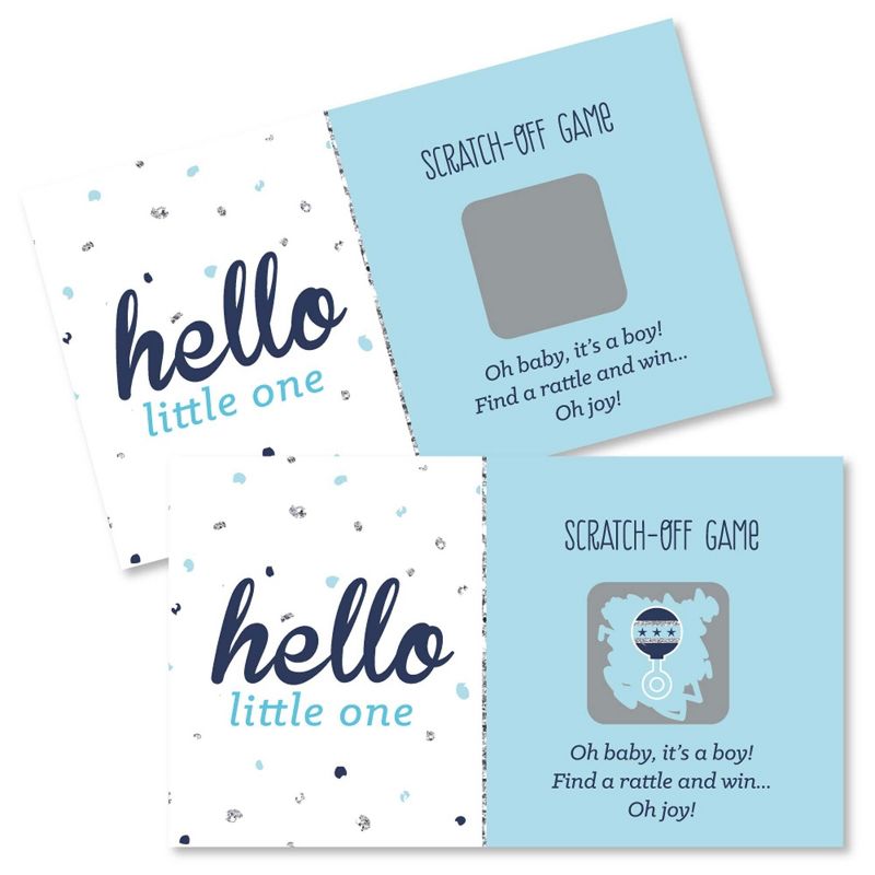 Big Dot of Happiness Hello Little One - Blue and Silver - Boy Baby Shower Game Scratch Off Cards - 22 Count