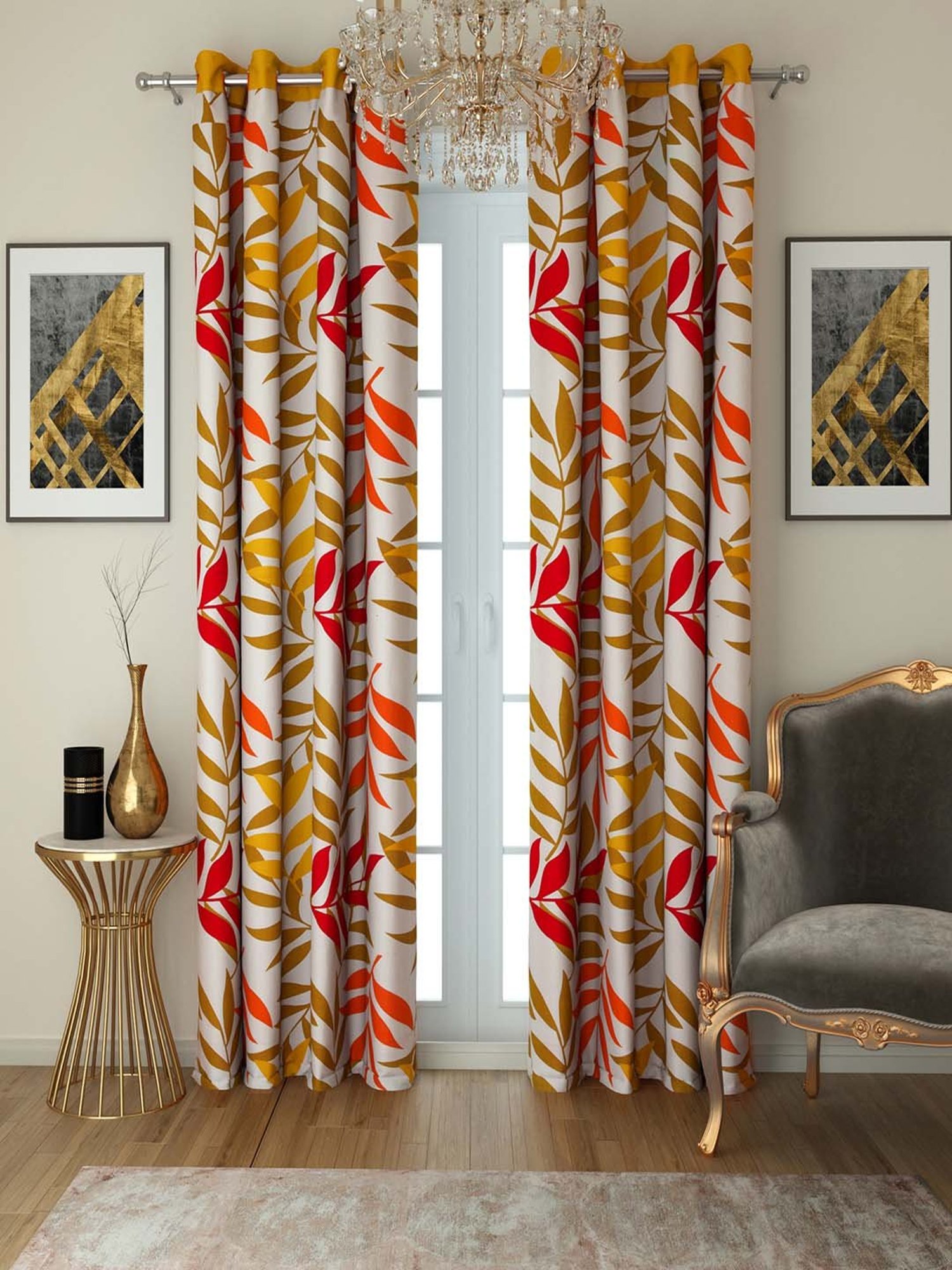 Swayam  Eyelet Window Curtains - Set of 2 (5 Ft)