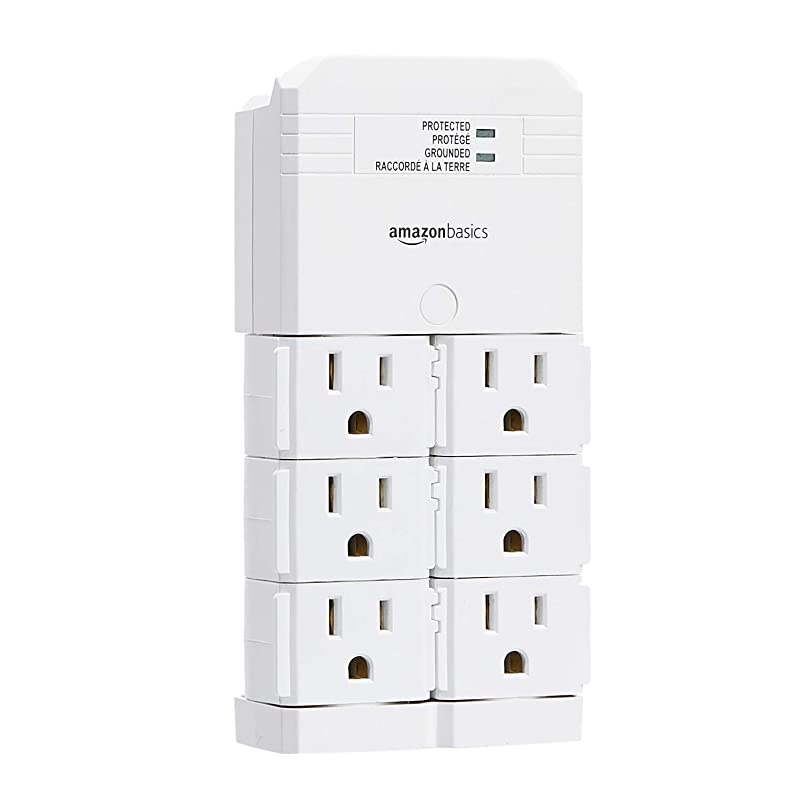 Rotating 6Outlet Surge Protector Wall Mount 1080 Joules