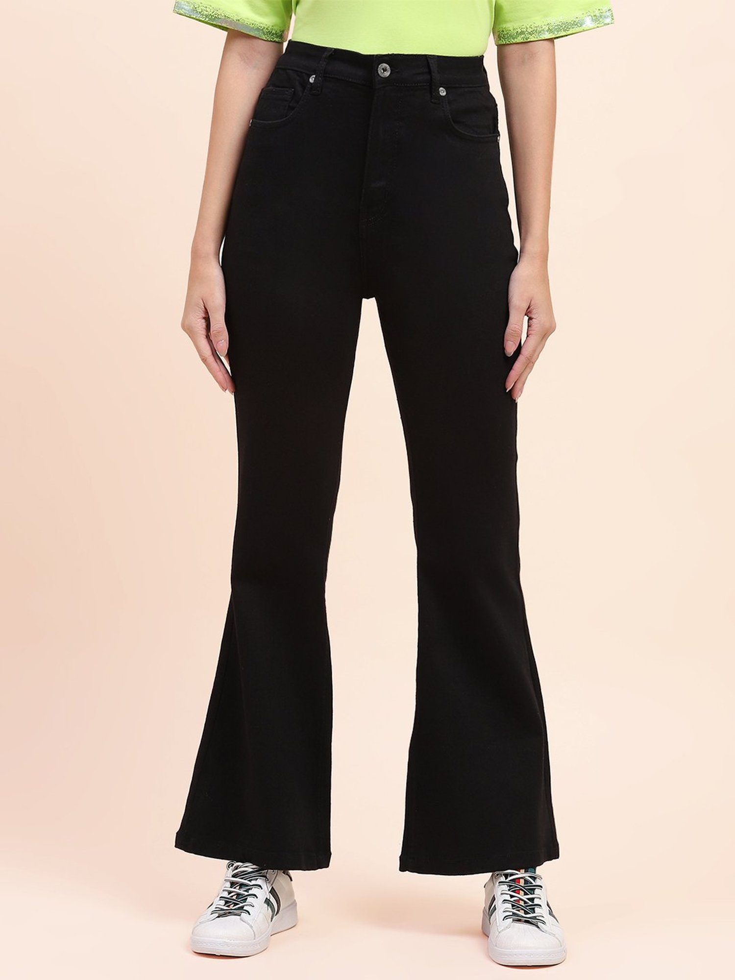 Camla Black Flared Fit Mid Rise Jeans