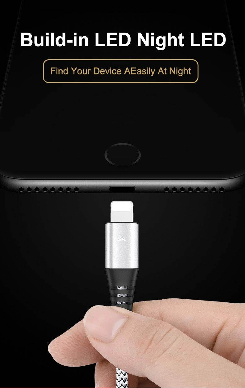 Lightning Cable with LED, iFlash 1 Foot Lightning Cable Fast Charging and Sync Charger for Apple iPhone Xs/XS Max/XR/X / 8/8 Plus / 7/7 Plus / 6S/6 Plus/SE/ 5S, iPad Pro Air Mini 2/3/4, iPod Touch 5/6