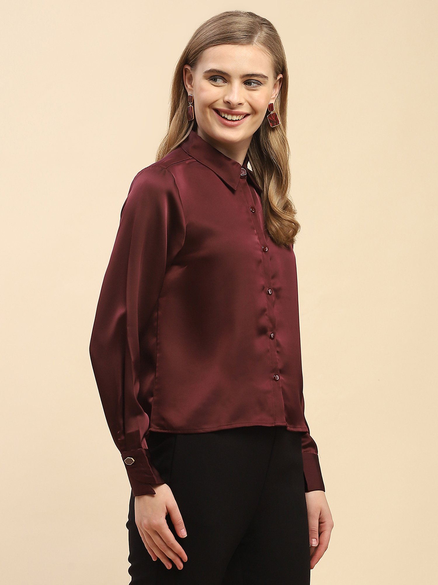 Camla Maroon Regular Fit Shirt