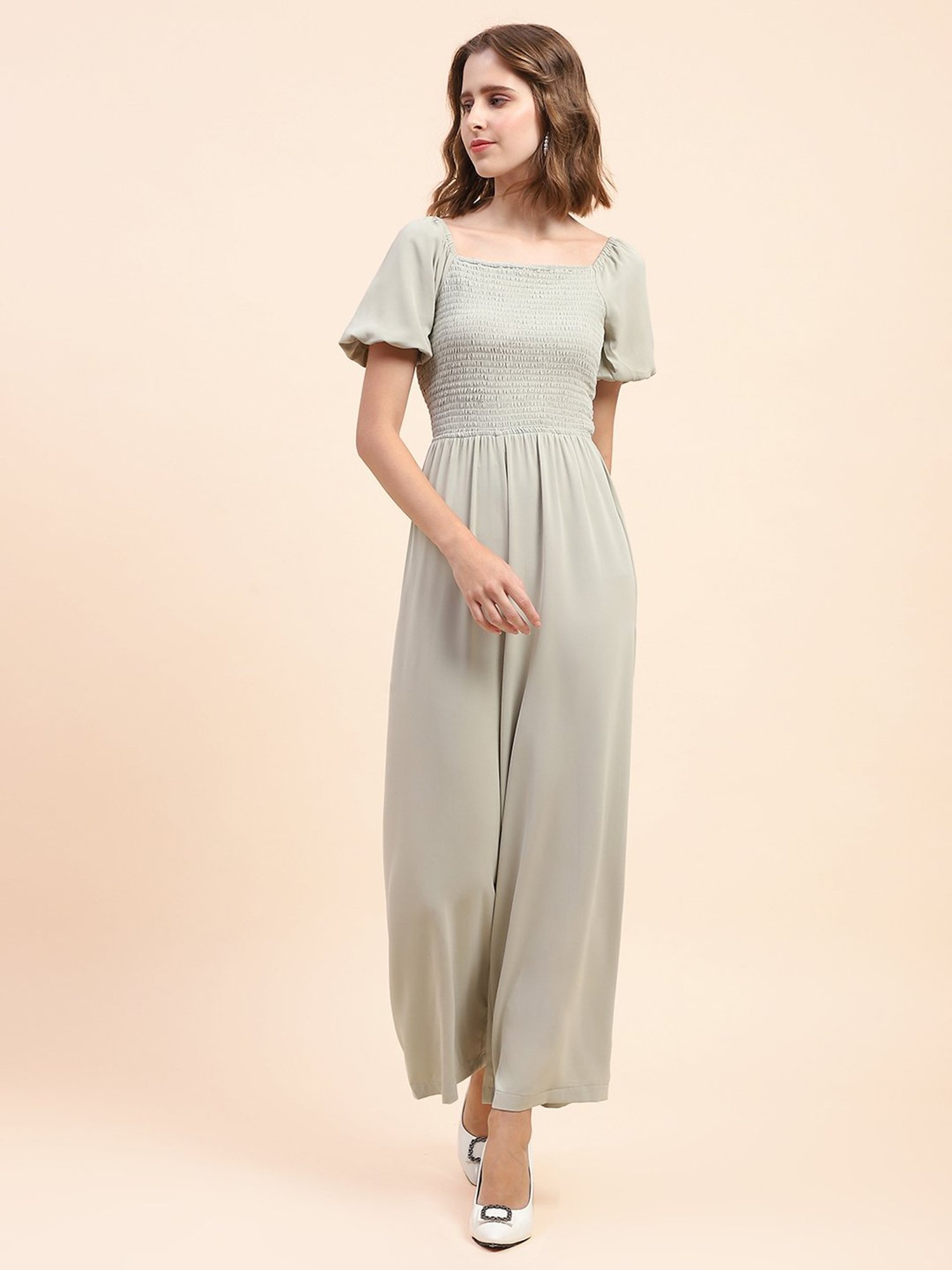 Camla Green Polyester Blend Maxi Jumpsuit