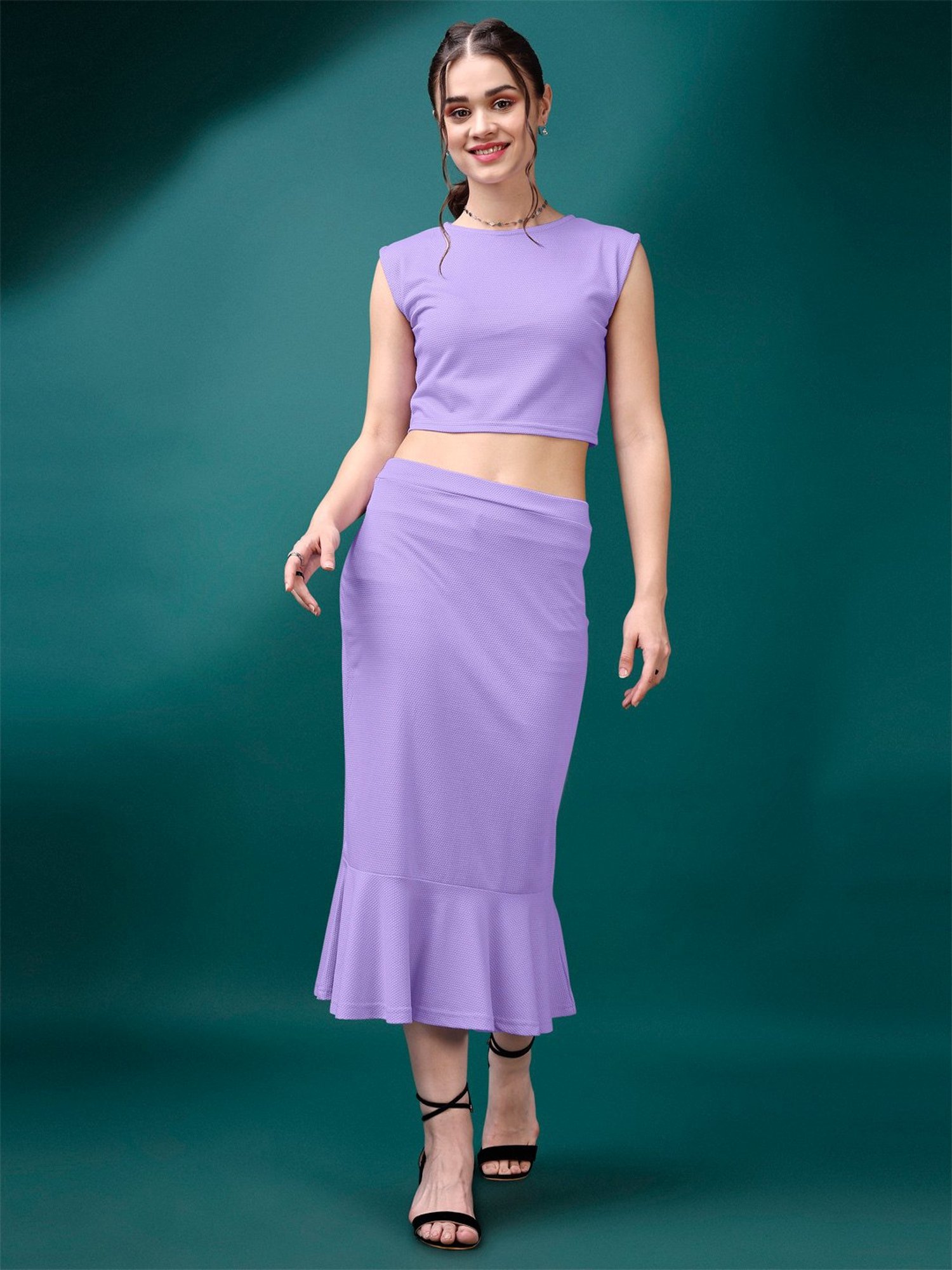 PURVAJA Lavender Midi Co-Ord Set