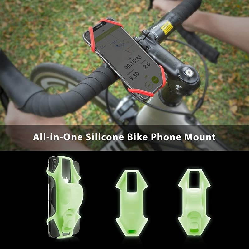 Bike Tie 2 Universal Bike Phone Mount for Handlebar Bicycle Motorcycle Handlebar Stroller Cell Phone Holder for iPhone 12 11 Pro Max Mini XS XR 8 7 6 Plus Luminous Green