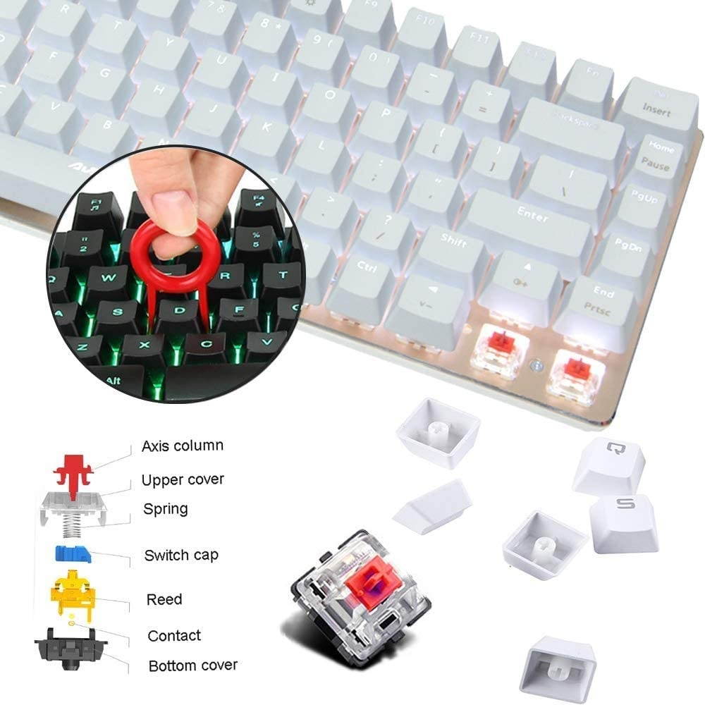 AK33 Wired Mechanical Gaming Keyboard, Rainbow LED Backlit USB Wired 82 Keys E-Sport Gamer Computer Keypad with Anti-ghosting Keys for Playing Games and Office Typists
