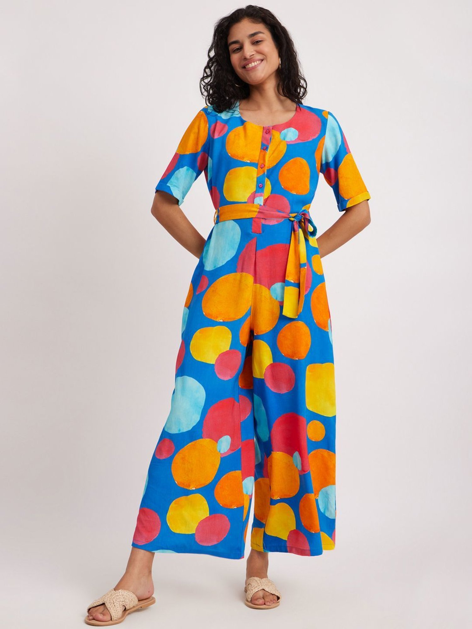 Pink Fort Multicolored Polka Dots Jumpsuit