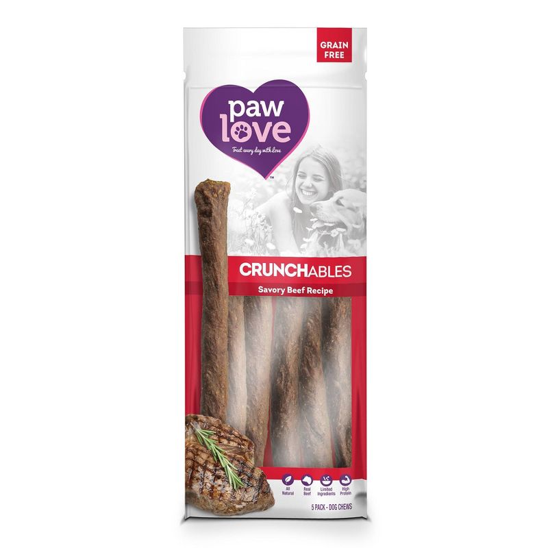Paw Love Beef Crunchables Stick Large Dog Treats - 5ct