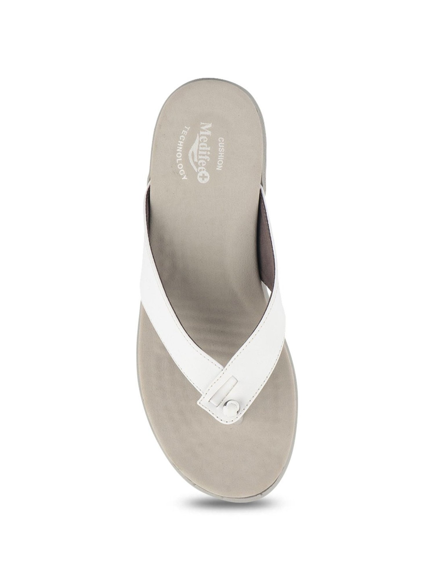 MediFeet Women's Standard White Thong Sandals