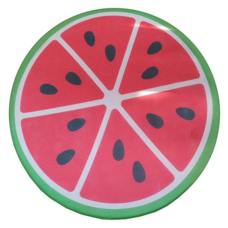 COMFY FLOATS Soft Mesh Self-Inflating Expanding Memory Foam Sun Disc Pool Float with Protective Vinyl Layer, Watermelon Design