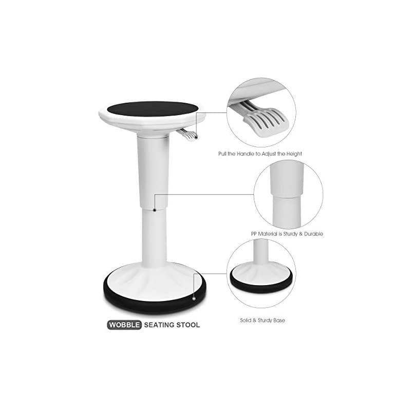 Wobble Chair Adjustable-Height 23 Inch Active Learning Stool Sitting Balance Chair for Office Stand Up Desk (White)