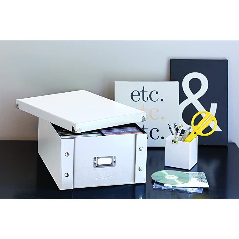 Double Wide CD Storage Box 6125 x 105 x 14 Holds up to 330 CDsDVDs White SNS03314