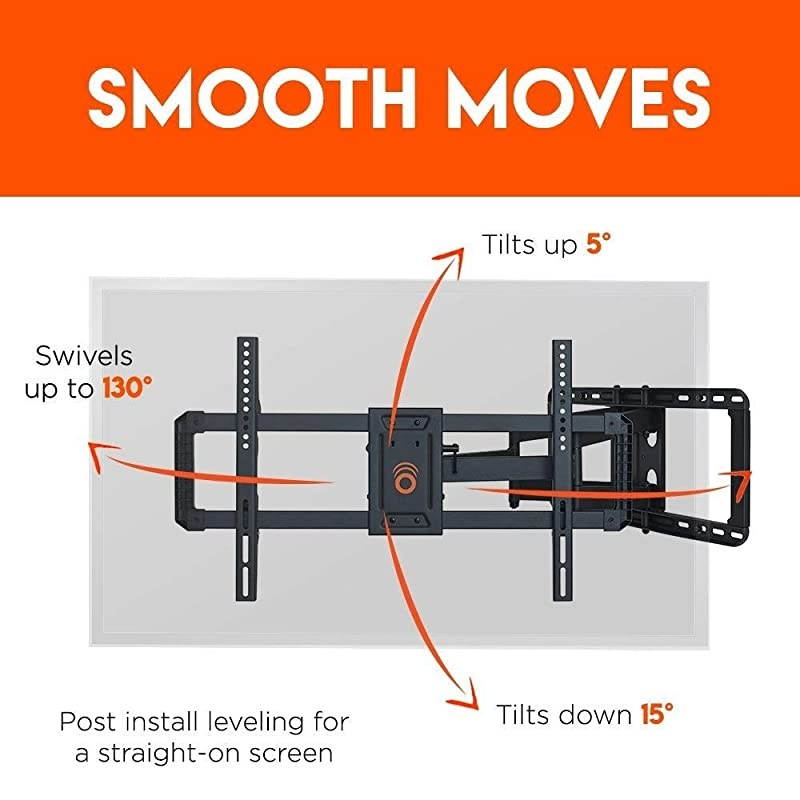 Full Motion Articulating TV Wall Mount Bracket for 42quot85quot TVs Easy to Install On 16quot 18quot or 24quot Studs and Features Smooth Articulation Swivel Tilt EGLF2