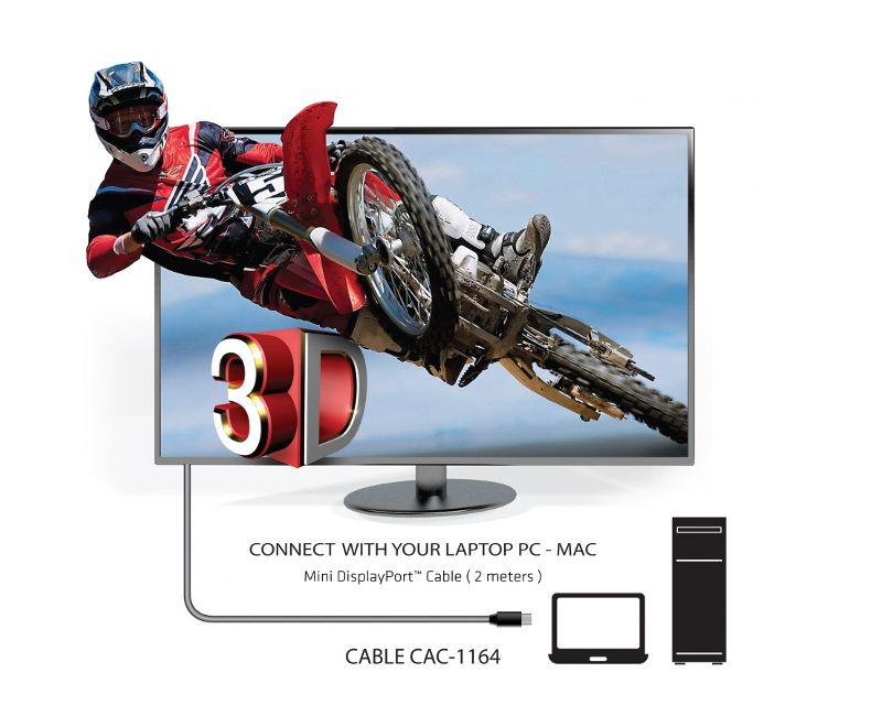 Club 3D MiniDisplayPort 1.4 HBR3 Cable M/M 2m/6.56 Ft. - 6.56 ft Mini DisplayPort A/V Cable for Audio/Video Device, Gaming Computer, Monitor, Notebook