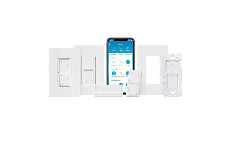 Lutron Caseta Deluxe Smart Switch Kit | Works with Alexa, Apple HomeKit, and the Google Assistant | P-BDG-PKG2WS-WH | White.