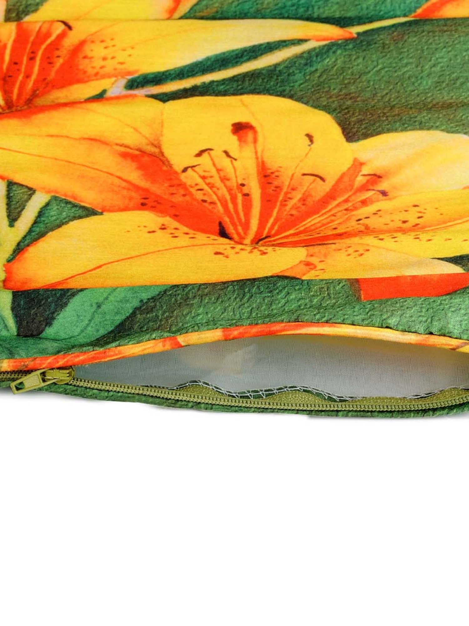 Swayam Green & Yellow Cotton 40 cm x 40 cm Cushion Covers - Set of 2