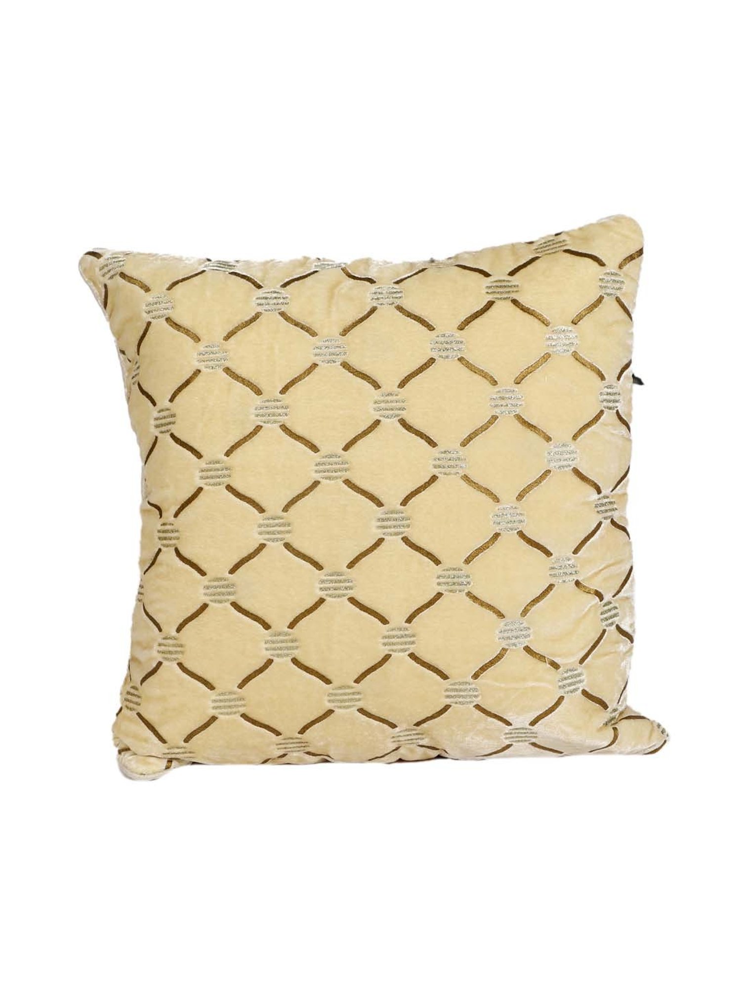 MFD HOME Furnishing Beige Velvet Cushion Cover - Set of 1