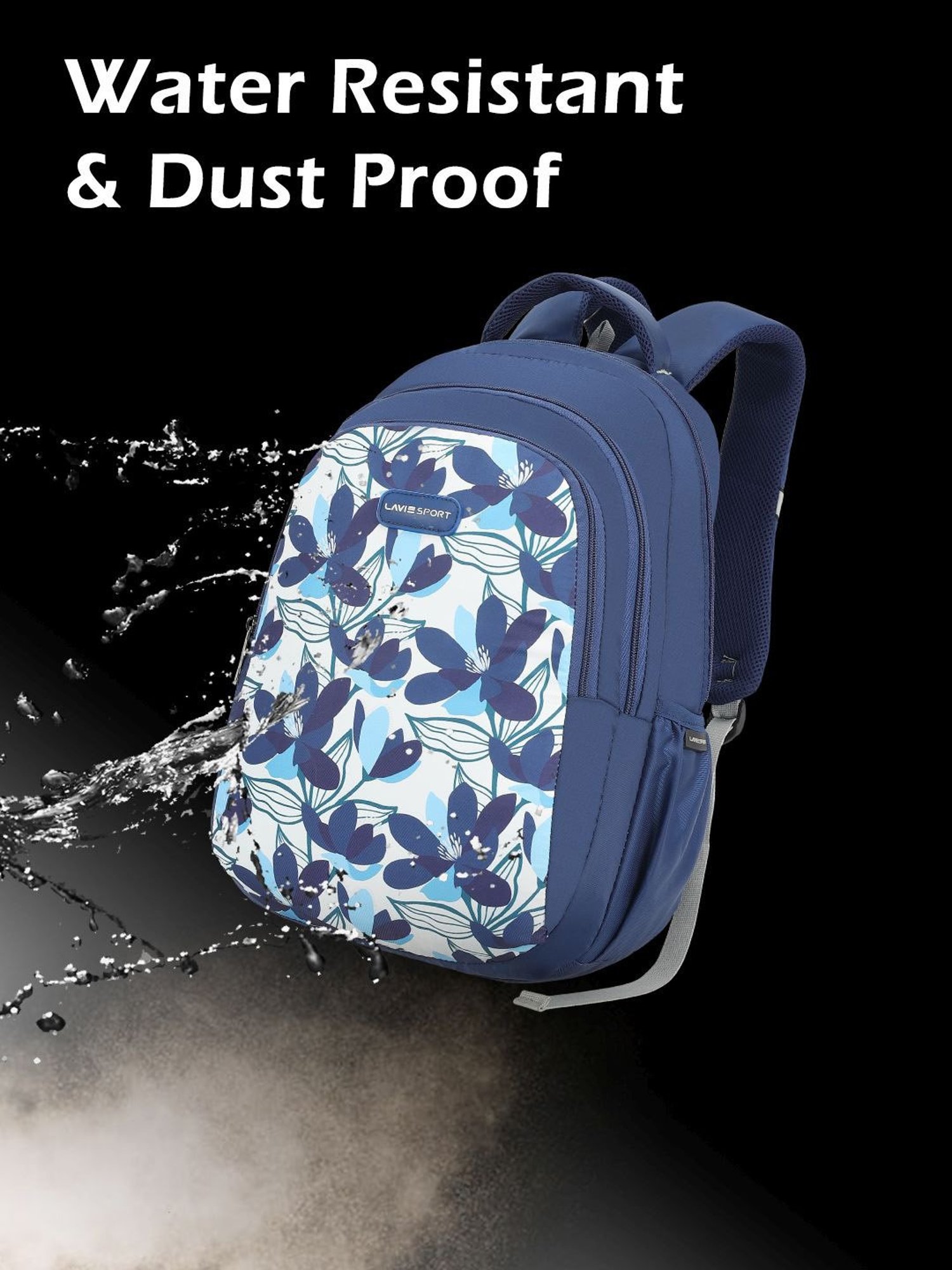 Lavie Sport Carolina Navy Polyester Printed Laptop Backpack - 26 Ltrs