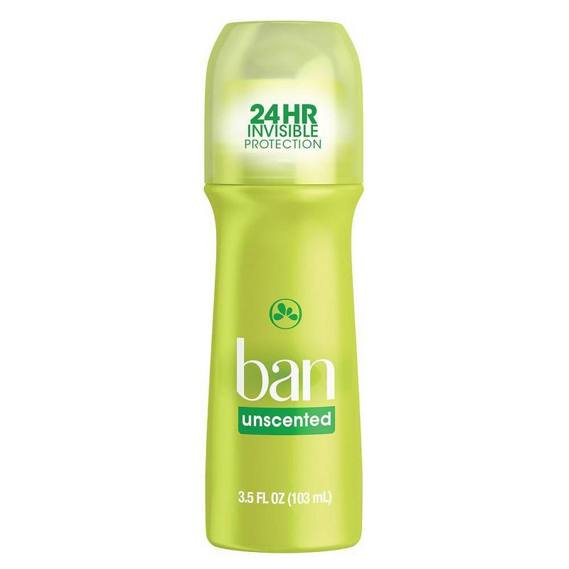 Ban Roll-On Unscented Antiperspirant &#38; Deodorant for Women and Men - 3.5oz