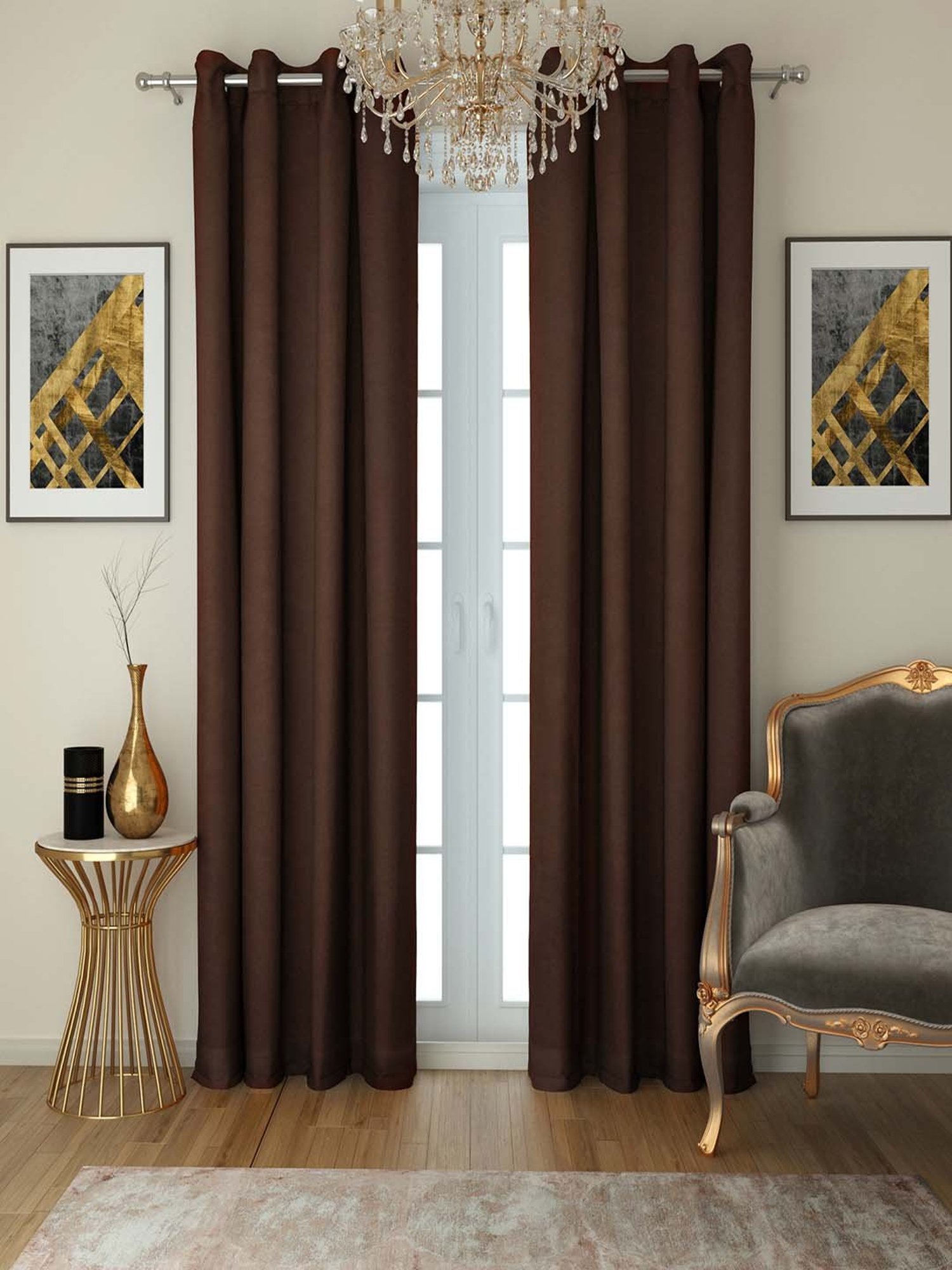 Swayam Blackout Eyelet Window Curtains - Set of 2 (5 Ft)