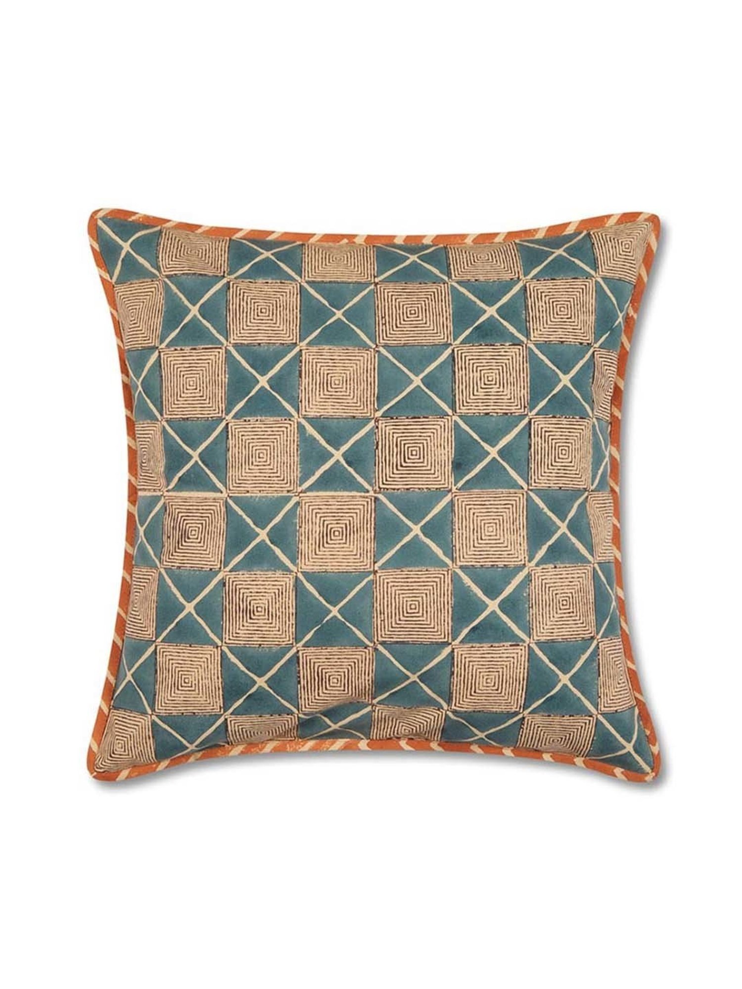 Fabindia Jaisalmer Teal Cotton Cushion Cover