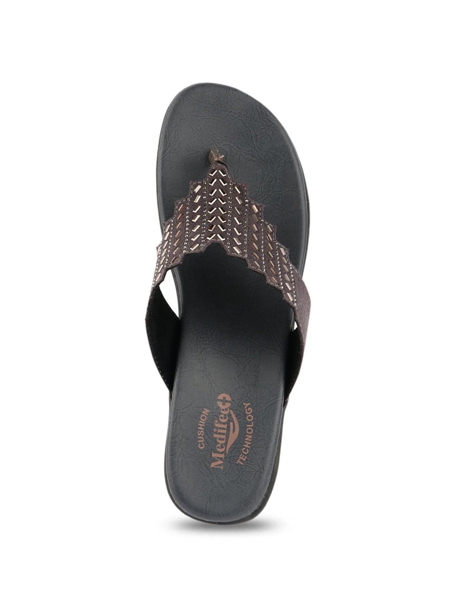 MediFeet Women's Techno Grey Thong Wedges