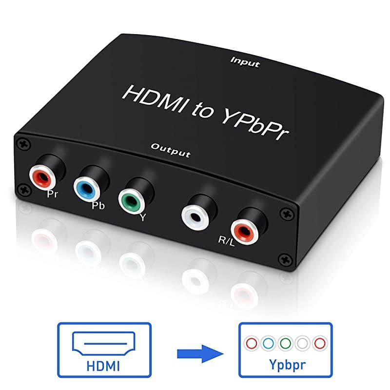 HDMI to Component Converter  HDMI to YPbPr Component RGB 1080P60hz Video and RL Audio Output Converter Adapter for DVD PSP Xbox 360 to HDTV Monitor Black