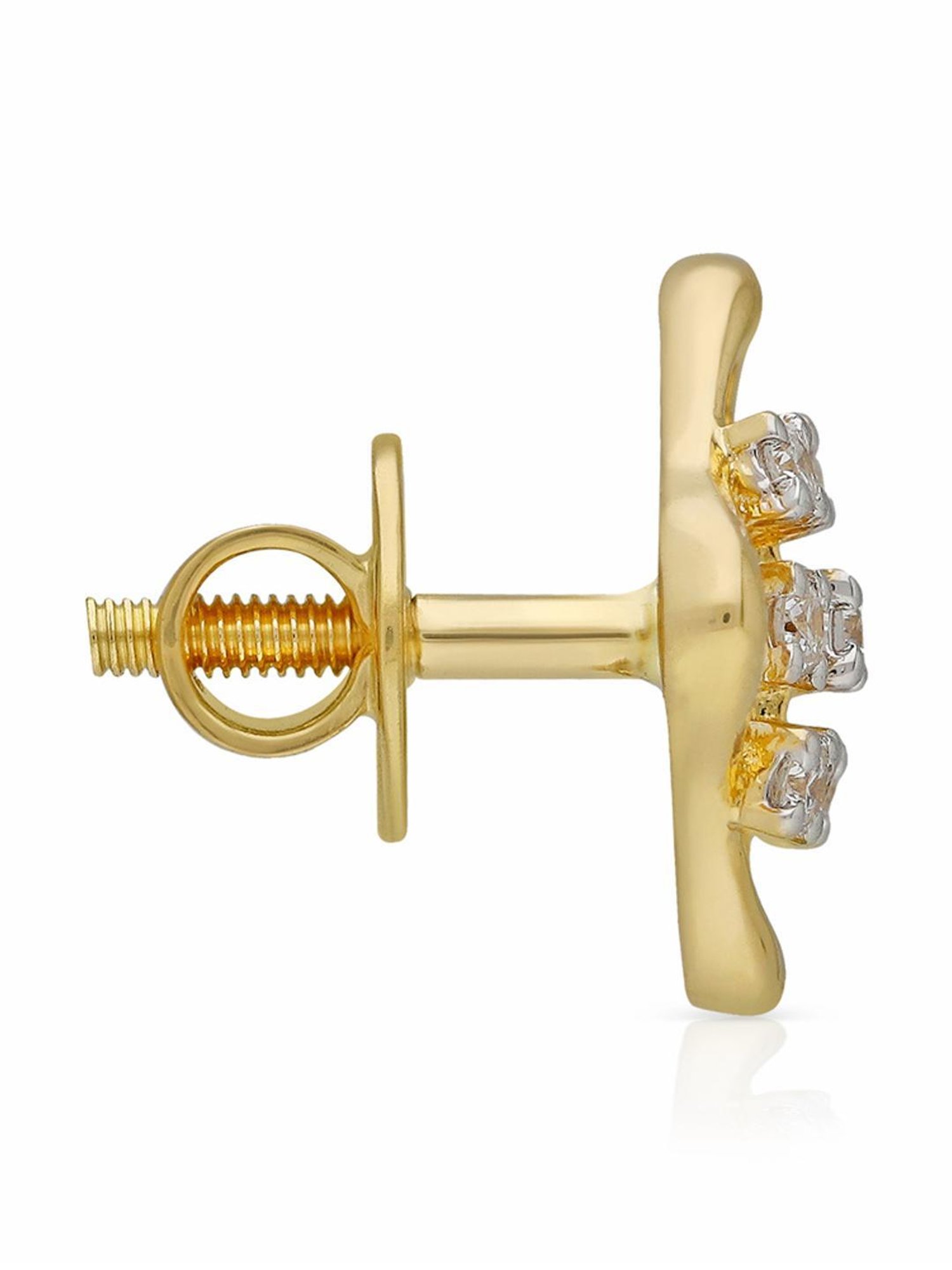 Malabar Gold and Diamonds 18k IGI Certified Diamond Yellow Gold Stud Earrings for Women