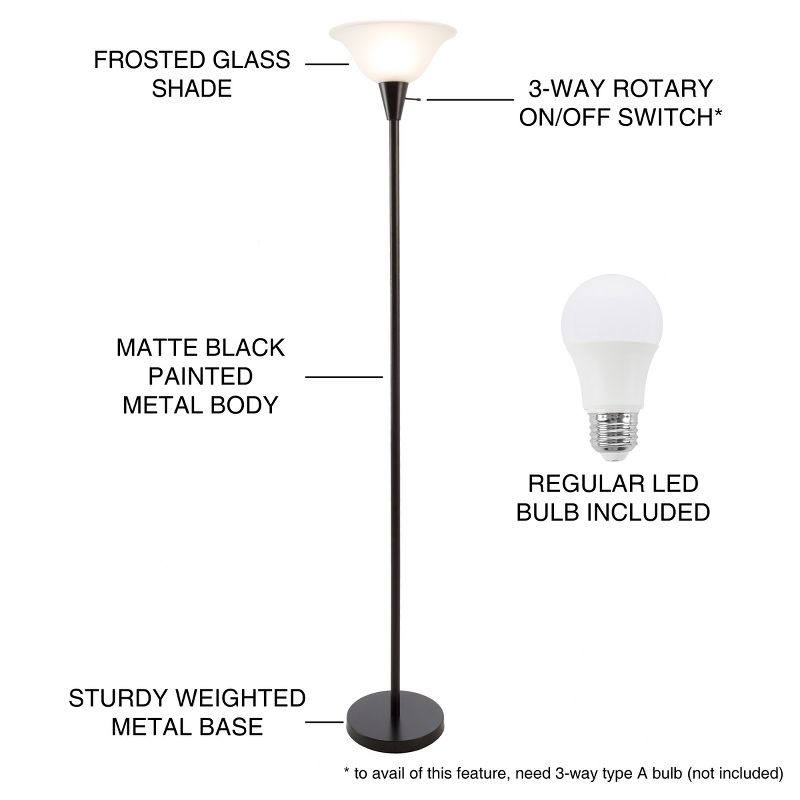 Quatrefoil Pattern And Fabric Shade Sleeve Uplight Floor lamp Black (Includes LED Light Bulb) - Lavish Home